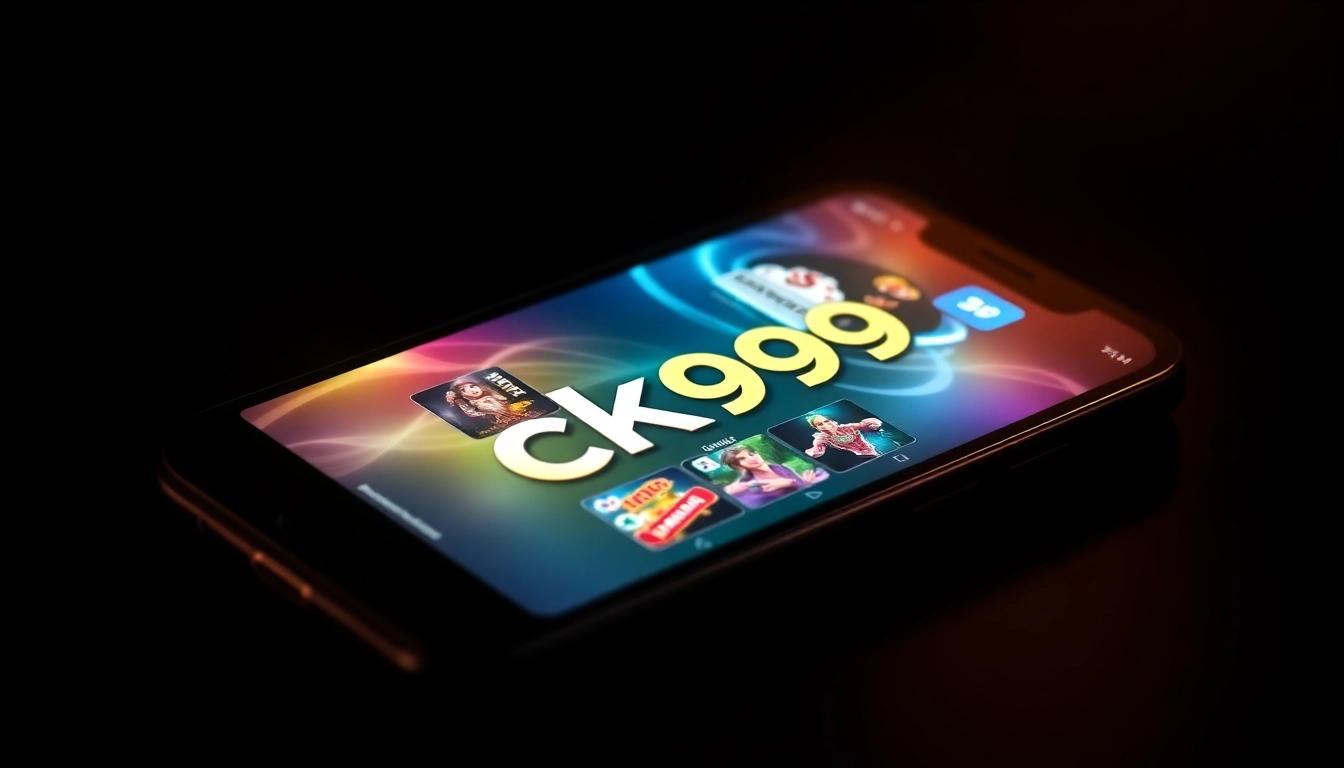 Illustration of a user engaging with the ck999 app on a smartphone, showcasing gameplay and betting options for easy online casino access.