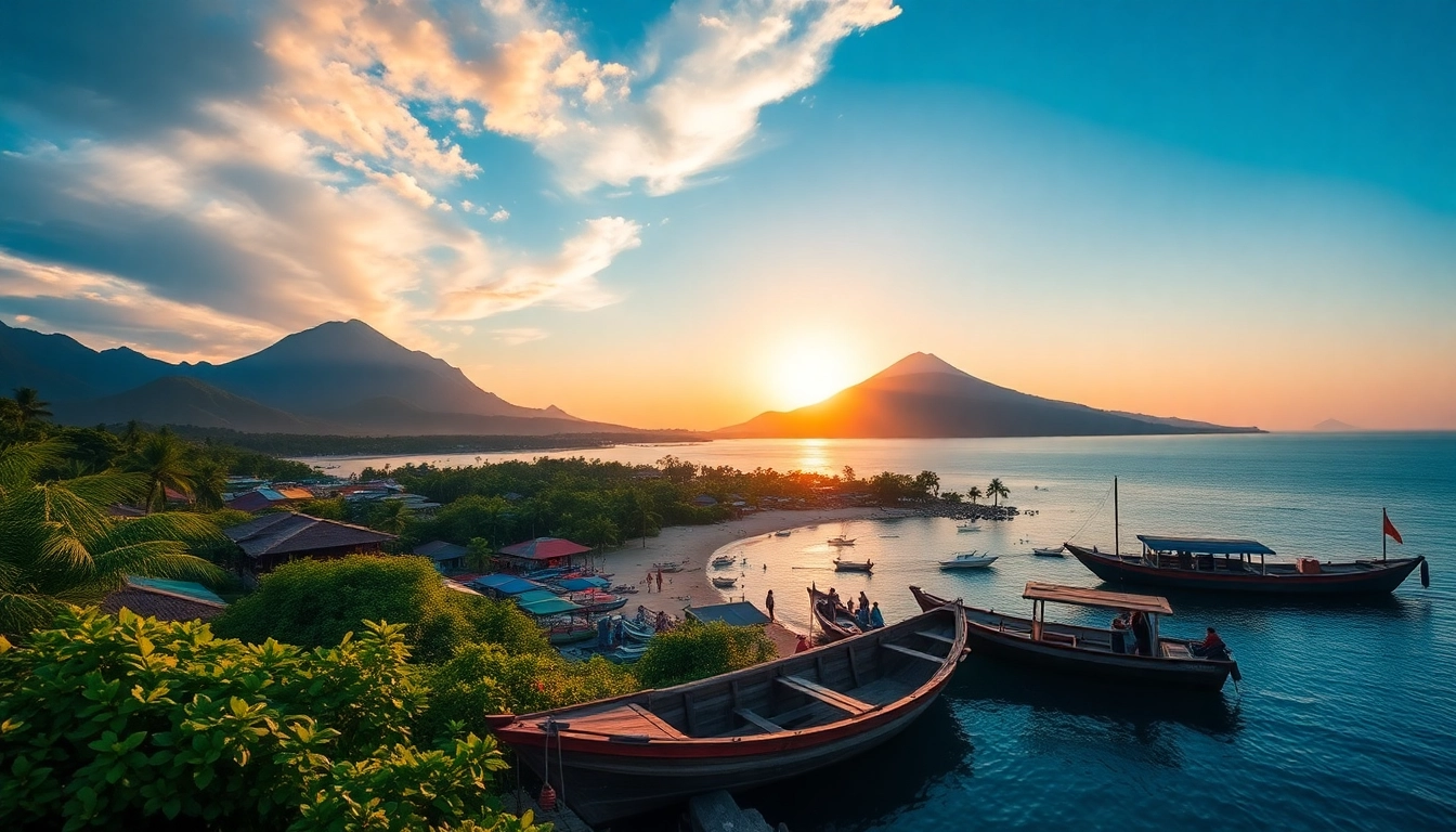Stunning panoramic view of Lombok's beaches and Mount Rinjani, showcasing natural beauty and vibrant culture.